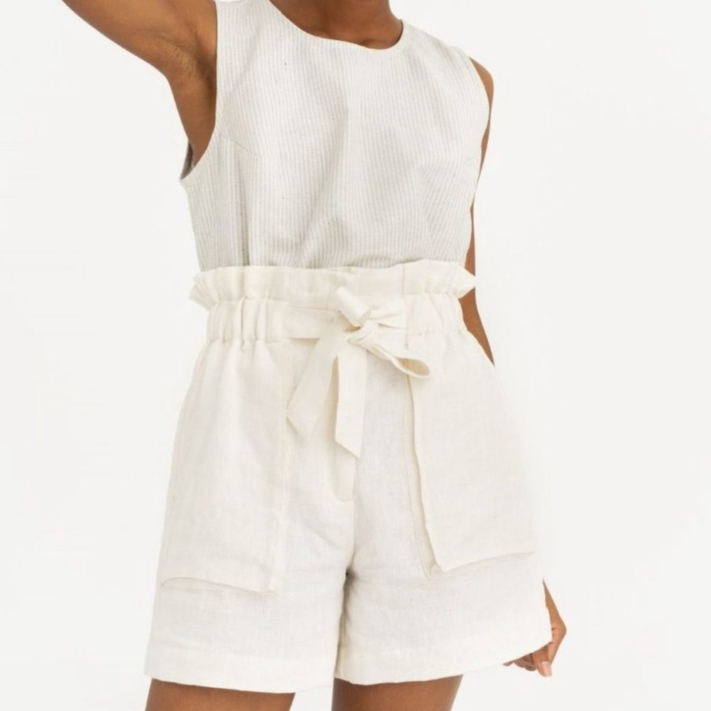 TRIBE ALIVE Linen Paper Bag Shorts